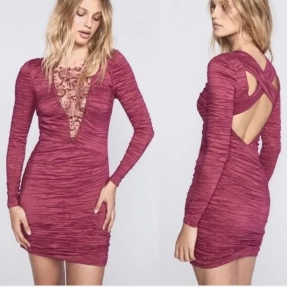 Free People Look of Love Long Sleeve Open Back Dress Size 10 NWT - Picture 1 of 5